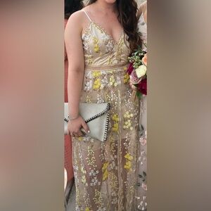 Yellow Floral Aqua Dress